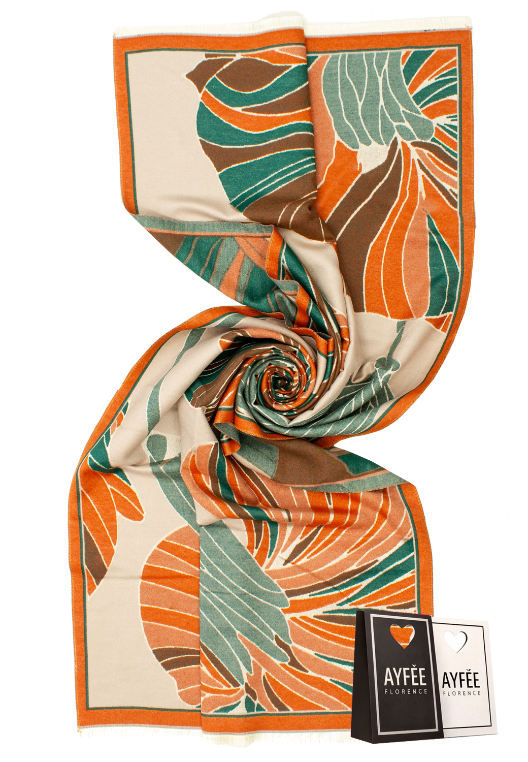STOLA JACQUARD GRAPHIC FLOWERS, CM 70*180, 100% VI, MADE IN PRC  - GREEN